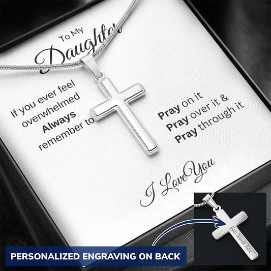 Daughter | PRAY  Personalized Stainless Steel Cross Necklace