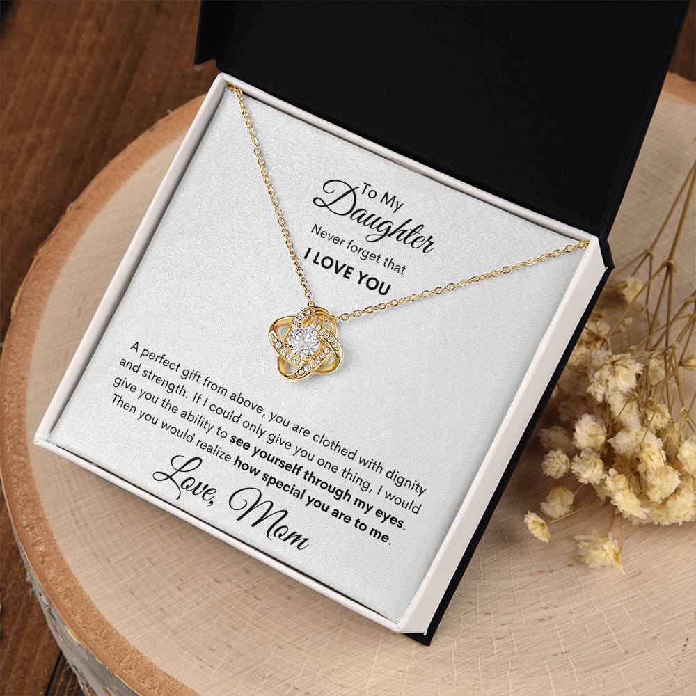Daughter | Mom | Prov. 31:25  My Perfect Gift Love Knot Necklace