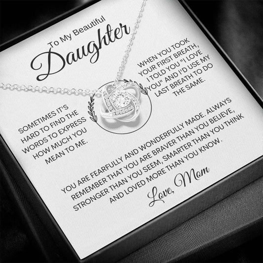 Daughter | Mom | Pslm 139:14 | Last Breath Love Knot Necklace