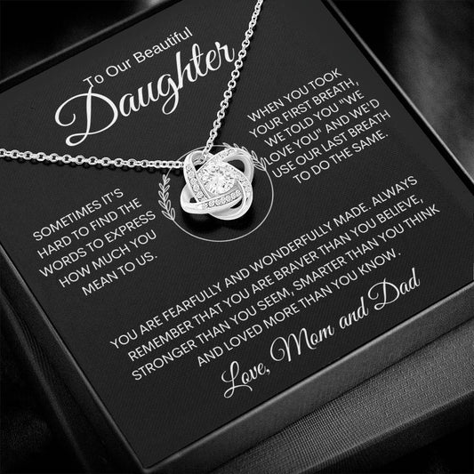 Daughter | Pslm 139:14 | Last Breath Love Knot Necklace