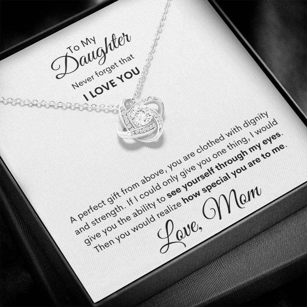 Daughter | Mom | Prov. 31:25  My Perfect Gift Love Knot Necklace