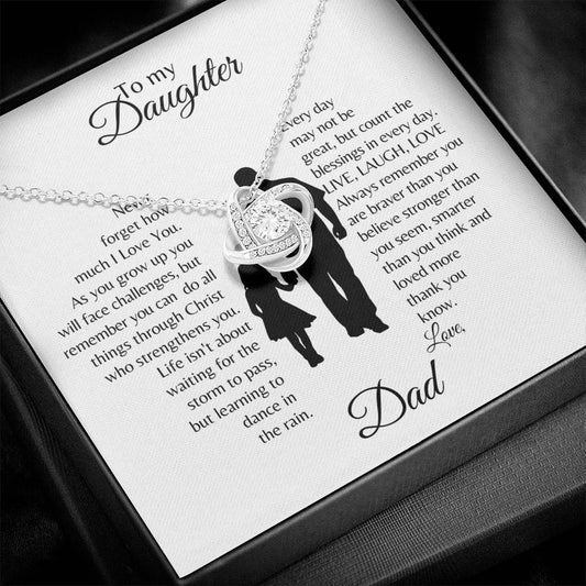 Daughter | Dad | Phil. 4:13 | Life's Storms Love Knoy Necklace