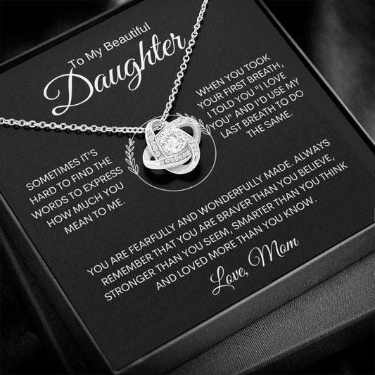 Daughter | Mom | Pslm 139:14 | Last Breath Love Knot Necklace