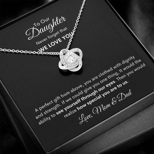 Daughter | Prov. 31:25  Our Perfect Gift Love Knot Necklace