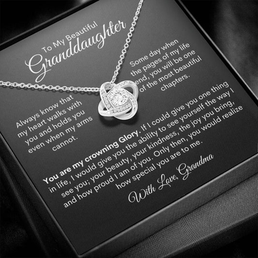 Granddaughter| Grandma | Prov. 17:6 Crowning Glory  Love Knot Necklace