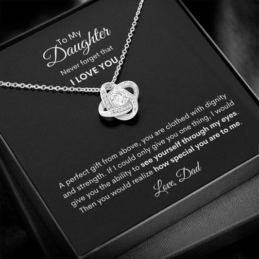 Daughter | Dad | Prov. 31:25  My Perfect Gift Love Knot Necklace