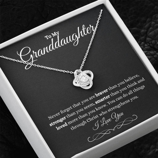 Granddaughter | Phil. 4:13 Capable Love Knot Necklace