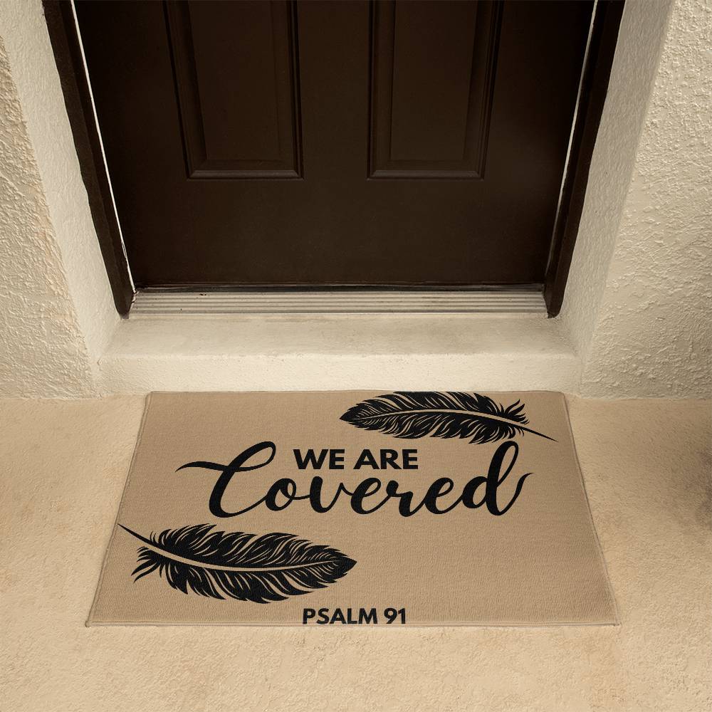 Covered Tan Welcome Mat