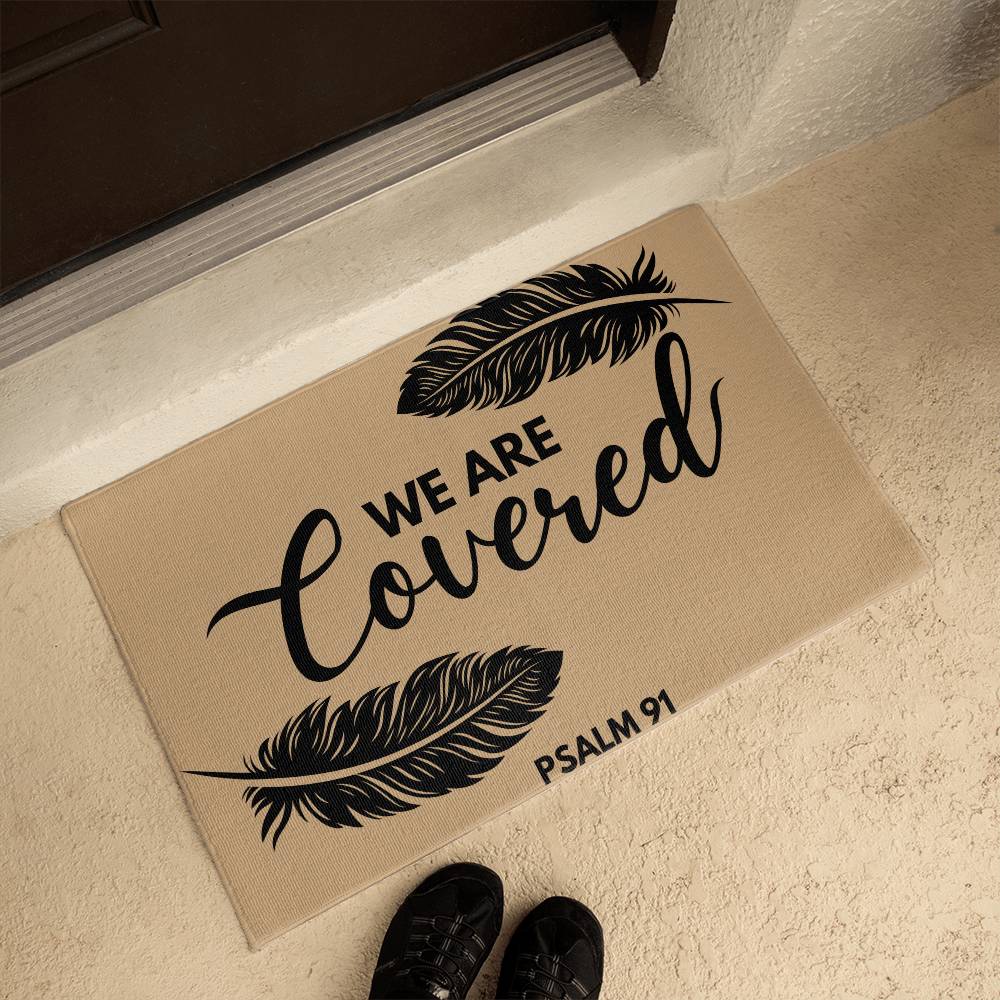 Covered Tan Welcome Mat