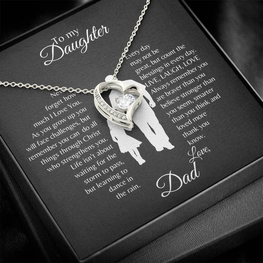 Daughter | Dad | Phil. 4:13 | Life's Storms Forever Love Necklace