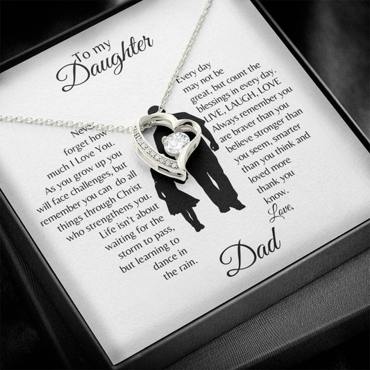 Daughter | Dad | Phil. 4:13 | Life's Storms Forever Love Necklace