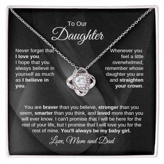 Daughter | Braver Stronger Love Knot necklace