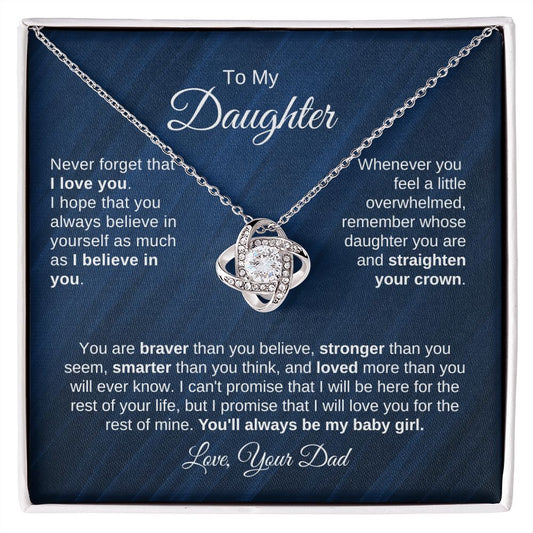 Daughter | Dad | Braver Stronger Love Knot Necklacee