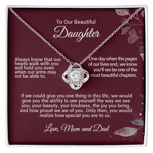 Daughter | Beautiful Chapter Love Knot  Necklace