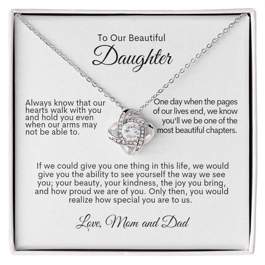 Daughter | Beautiful Chapter Love Knot  Necklace