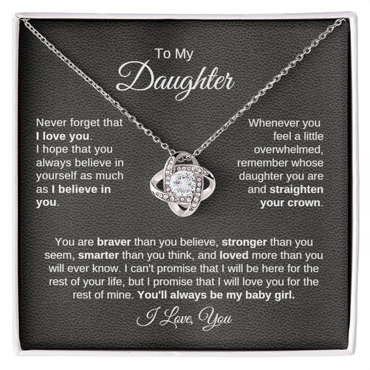 Daughter | Braver and Stronger Love Knot Necklace