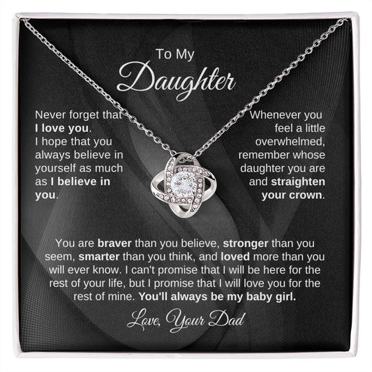 Daughter | Dad | Braver Stronger Love Knot Necklacee