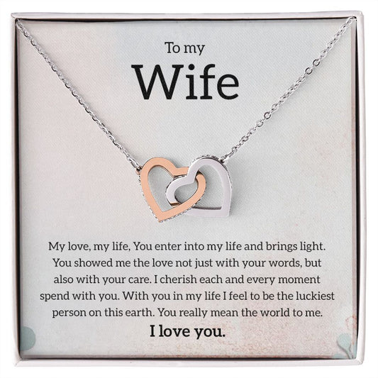 MY Wife | You mean the world to me - Interlocking Hearts necklace