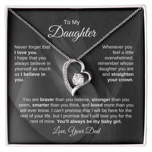 Daughter | Dad | Braver Stronger Forever Love Necklace